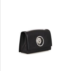 💛 Versace Versus Crystal Eyelet Lion Head Black Clutch